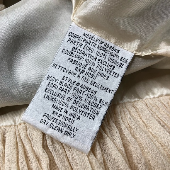 Anthropologie Yoana Baraschi Silk Black Cream Satin Ruffle Retro Cocktail - Picture 13 of 16